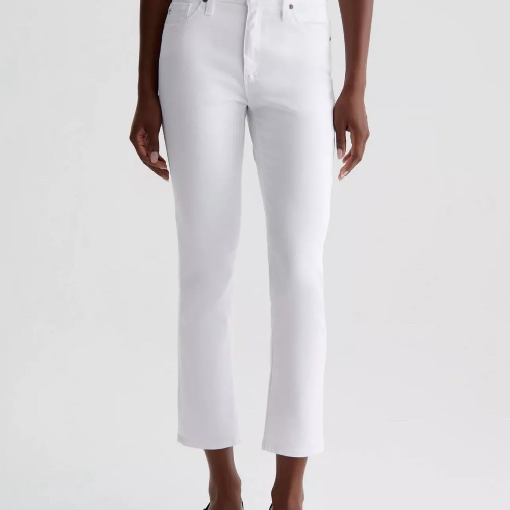 AG Adriano Goldschmied White Mari Crop Jeans high rise slim straight sz 24r NWT